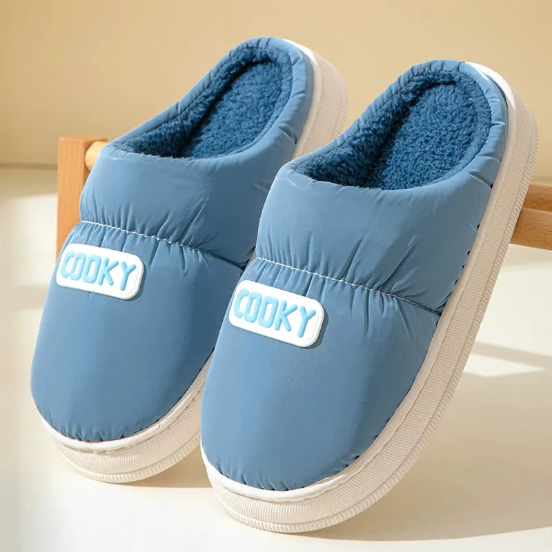 Grace 2023 New Cotton Slippers Women's Autumn and Winter Waterproof Indoor Home Non-Slip Confinement plus Velvet Warm