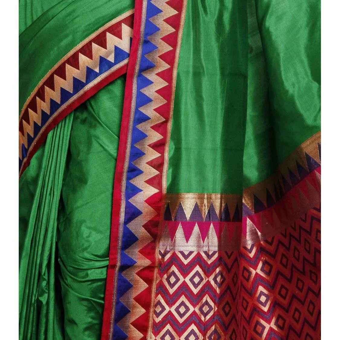 Green Silk Saree with Zari Work