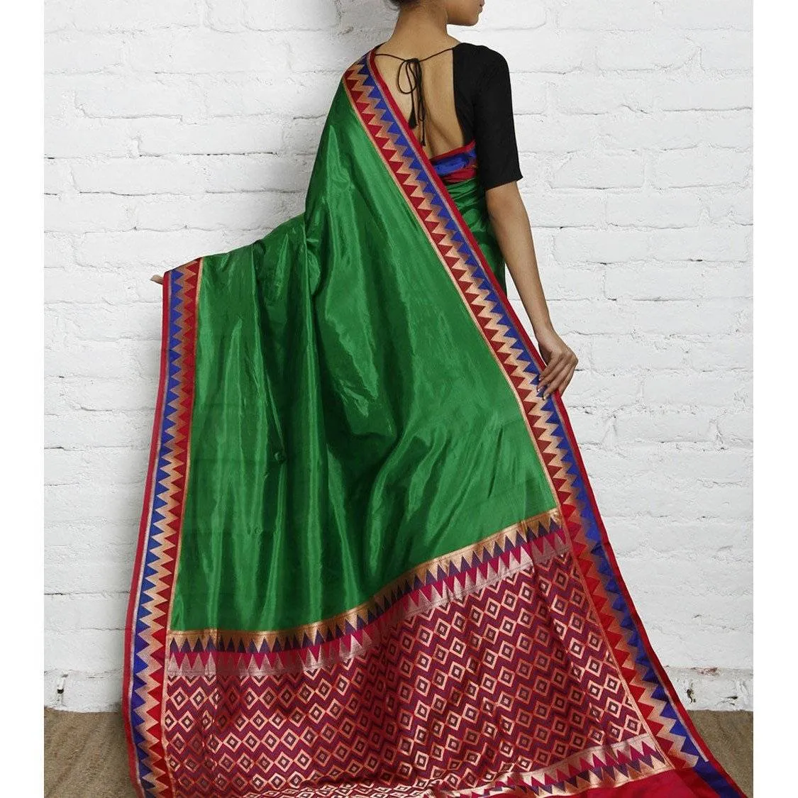 Green Silk Saree with Zari Work