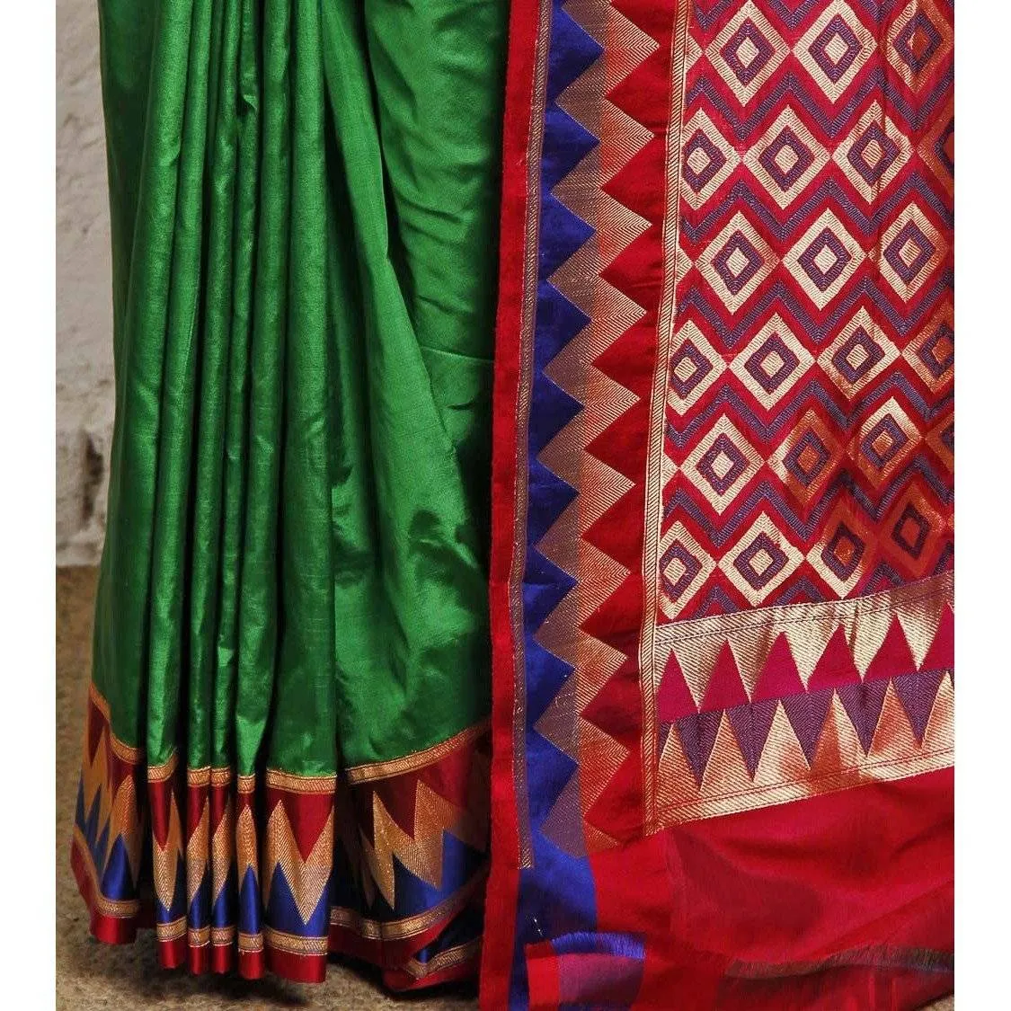 Green Silk Saree with Zari Work