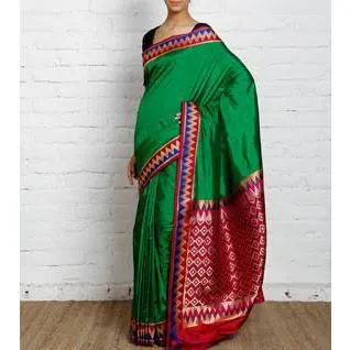 Green Silk Saree with Zari Work