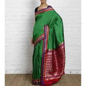 Green Silk Saree with Zari Work