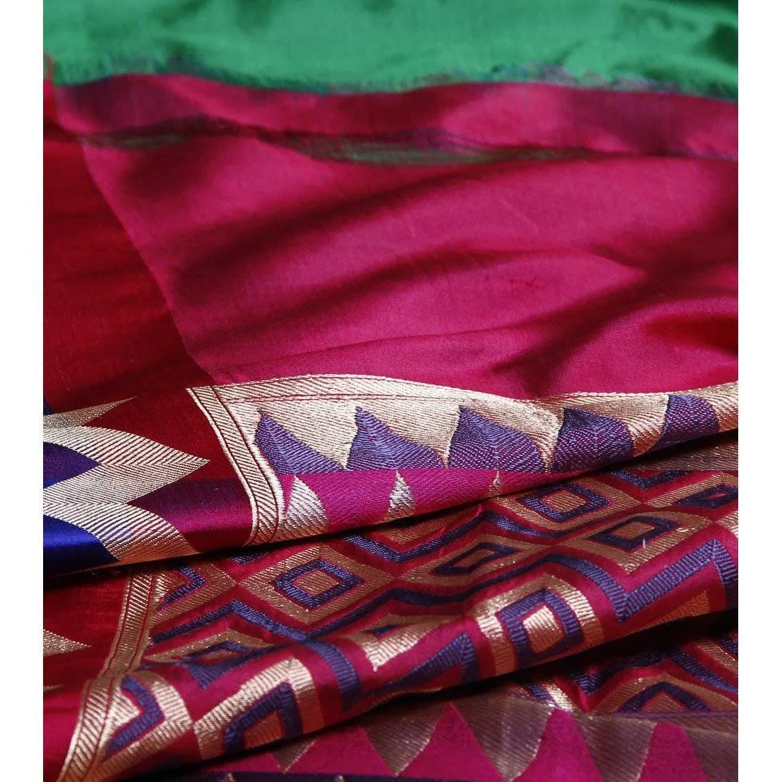 Green Silk Saree with Zari Work