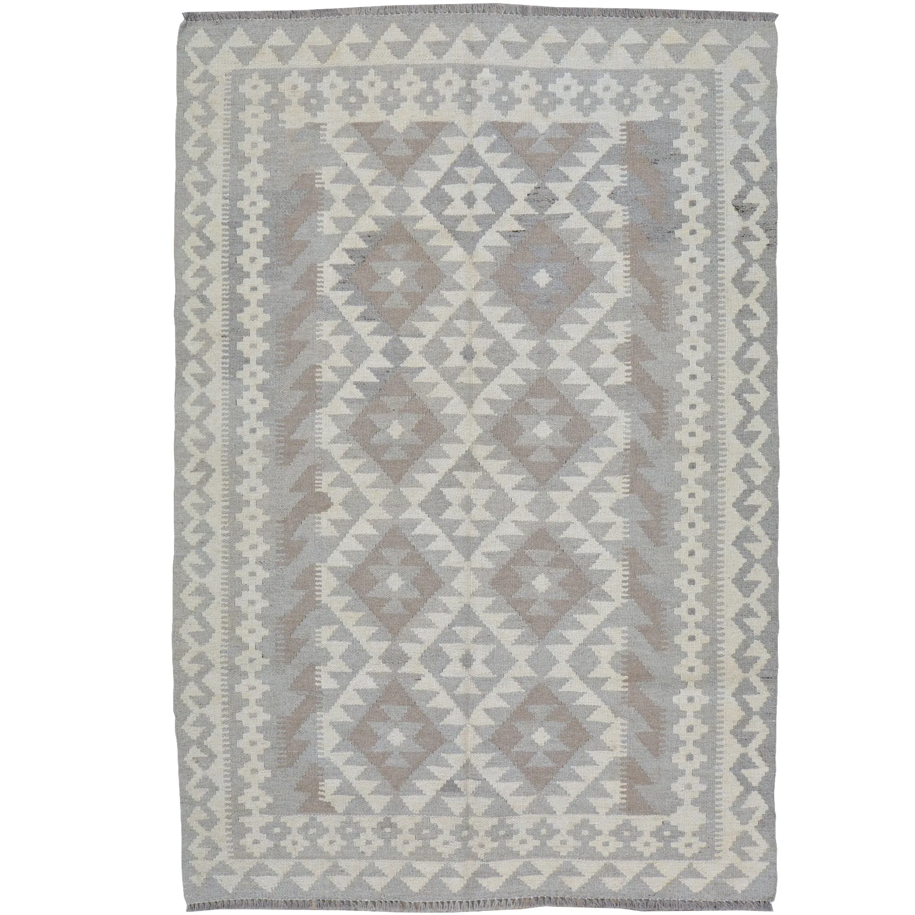 Hand-Woven Afghan Momana Reversible Kilim Wool Oriental Rug (Size 4.3 X 6.0) Cwral-10206
