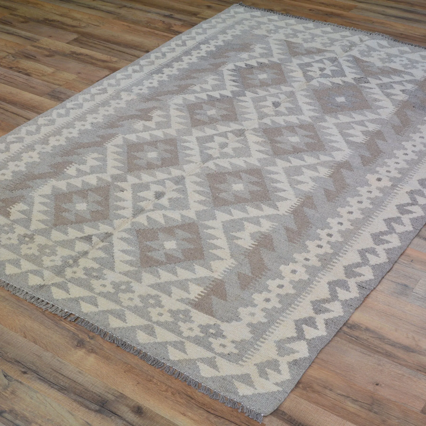 Hand-Woven Afghan Momana Reversible Kilim Wool Oriental Rug (Size 4.3 X 6.0) Cwral-10206
