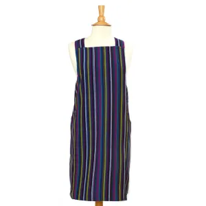Hand Woven Crossback Apron | Cobalt Stripes