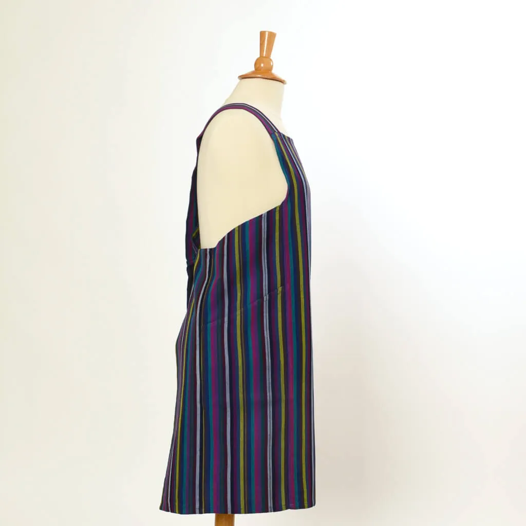 Hand Woven Crossback Apron | Cobalt Stripes
