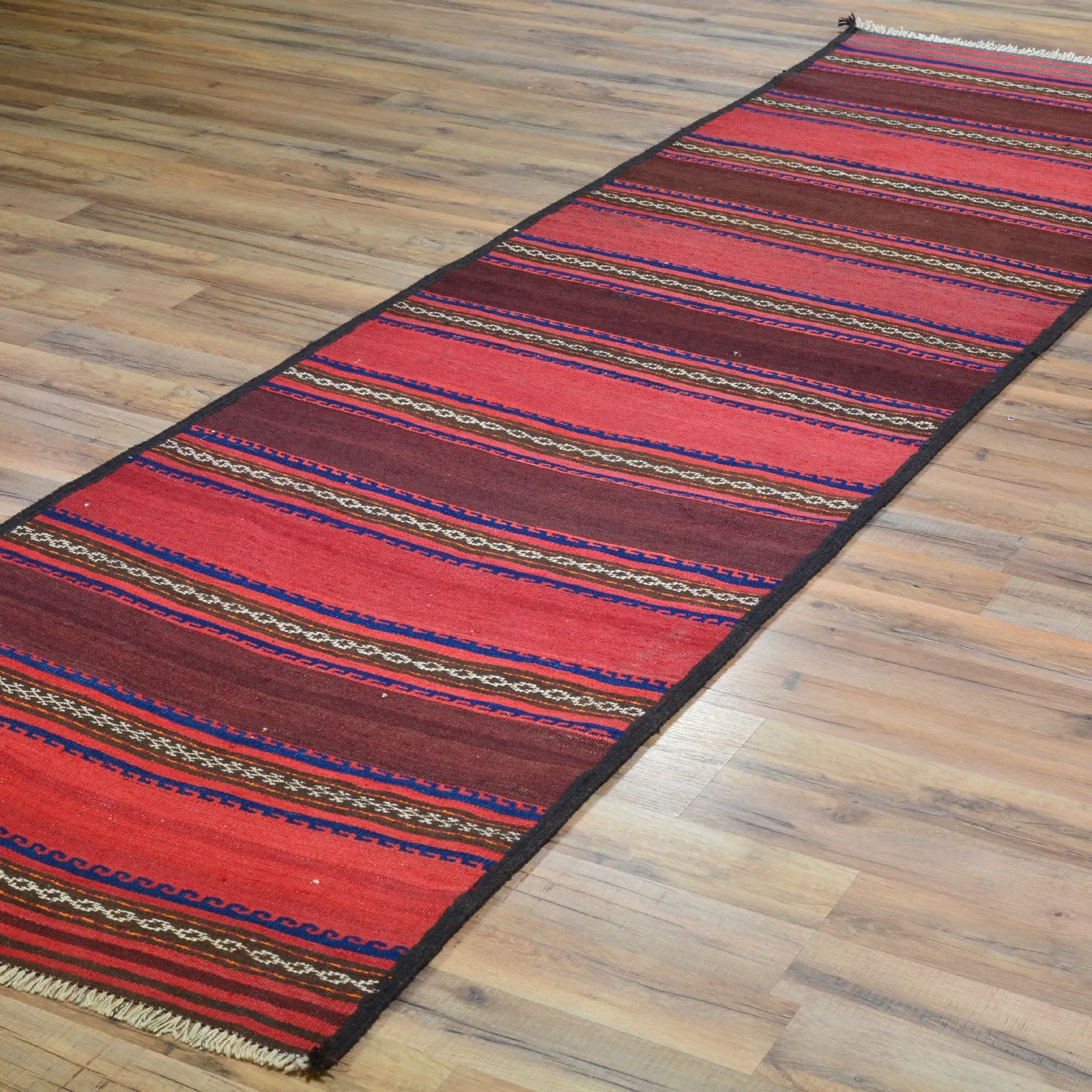 Hand-Woven Fine Afghan Lagharee Kilim Handmade Wool Rug (Size 2.7 X 9.3) Brral-5037