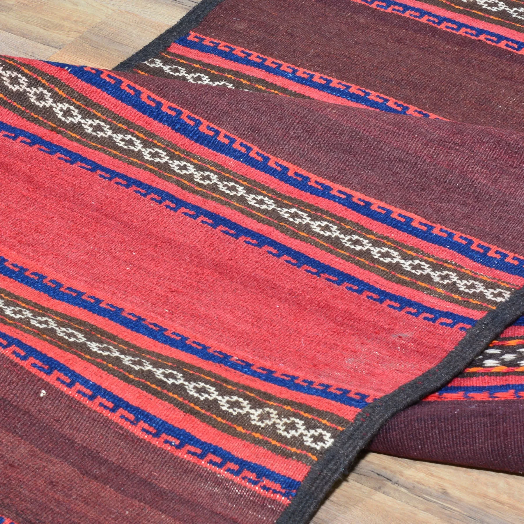 Hand-Woven Fine Afghan Lagharee Kilim Handmade Wool Rug (Size 2.7 X 9.3) Brral-5037