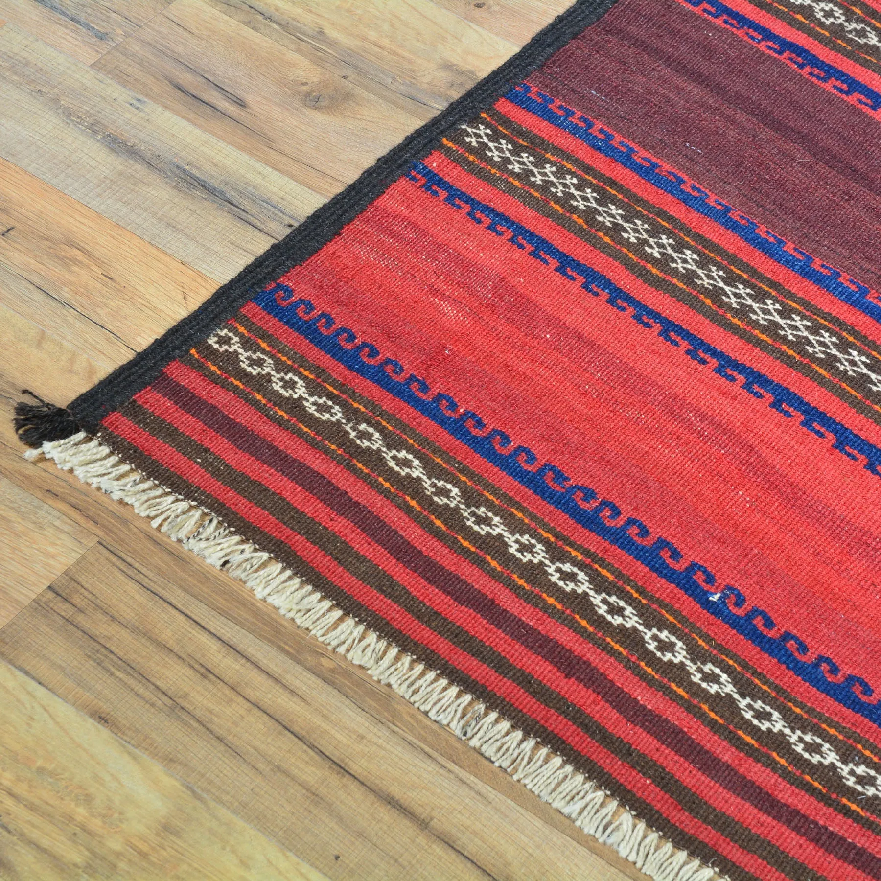 Hand-Woven Fine Afghan Lagharee Kilim Handmade Wool Rug (Size 2.7 X 9.3) Brral-5037