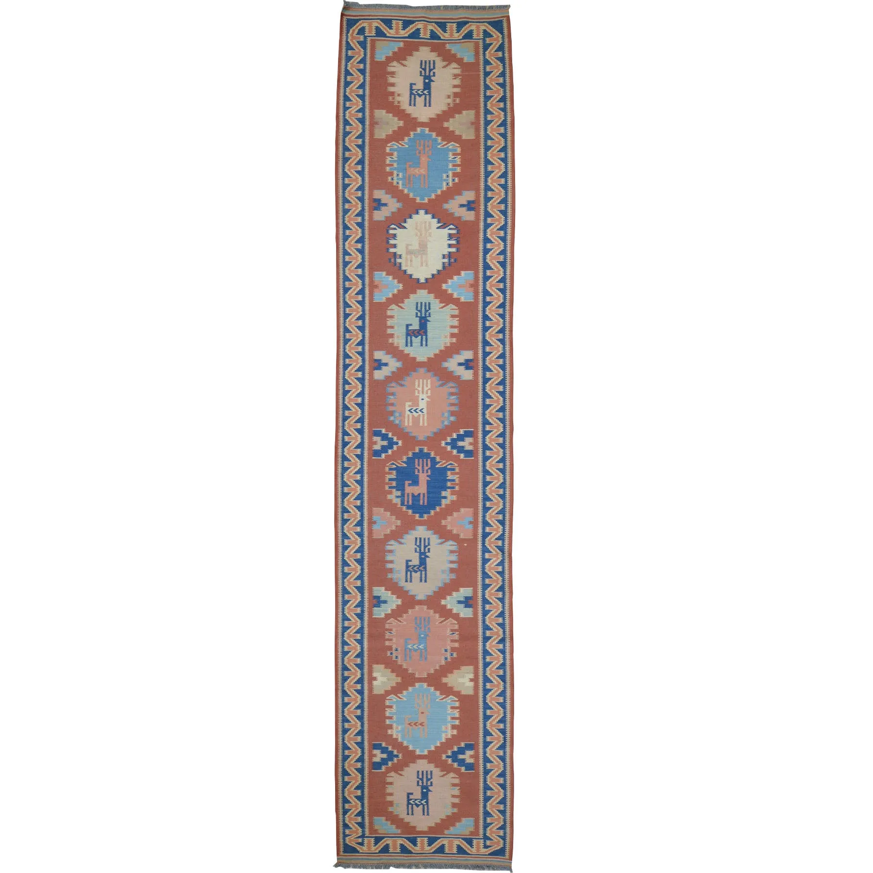 Hand-Woven Fine Afghan Tribal Reversible Wool Oriental Kilim Rug (Size 2.5 X 11.4) Cwral-10236