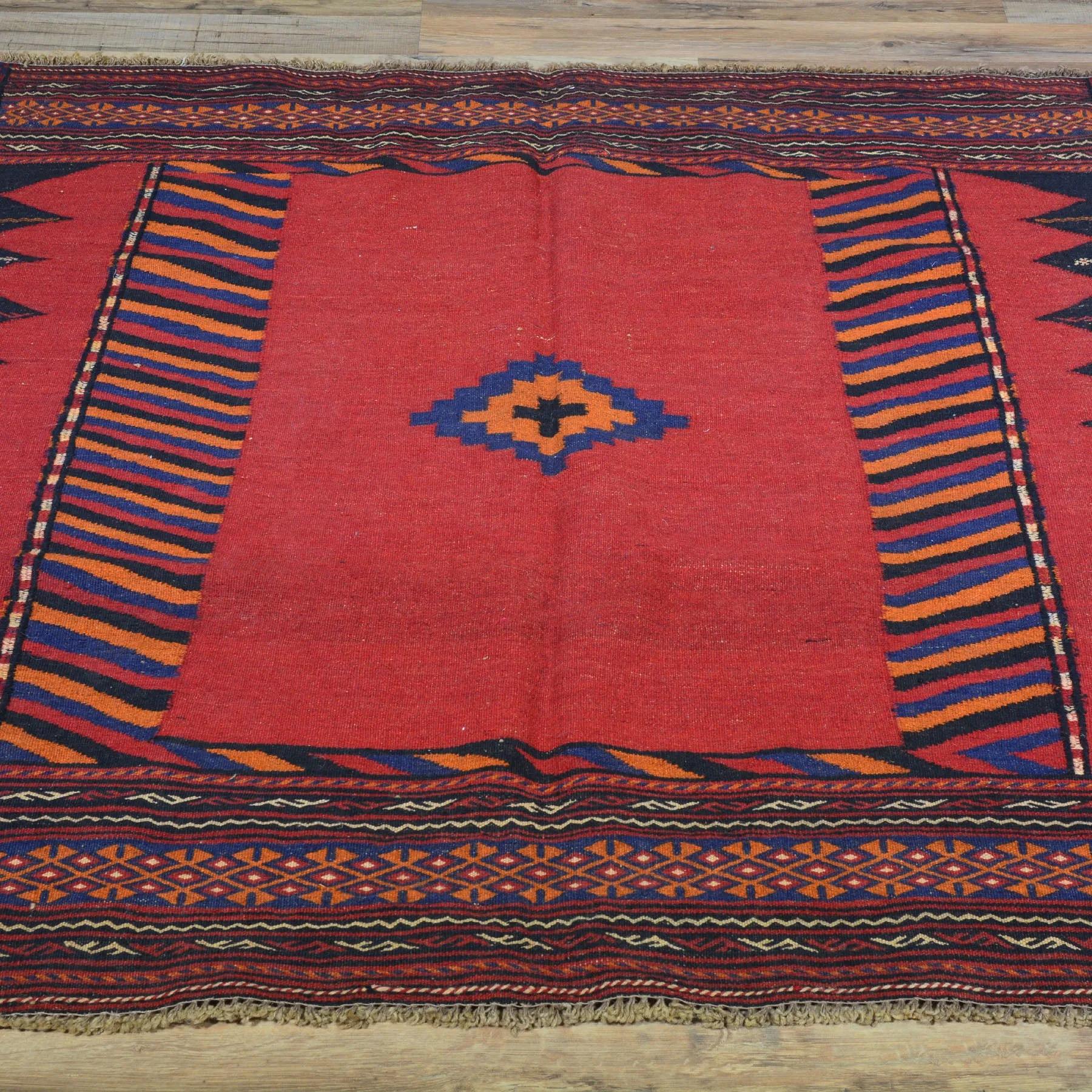 Hand-Woven Flat-weave Tribal Kilim Wool Rug (Size 4.3 X 4.4) Cwral-7599