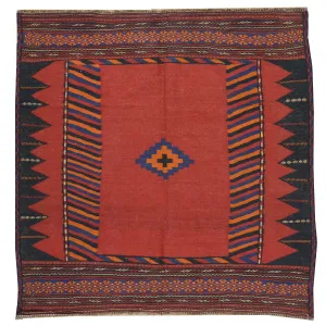 Hand-Woven Flat-weave Tribal Kilim Wool Rug (Size 4.3 X 4.4) Cwral-7599