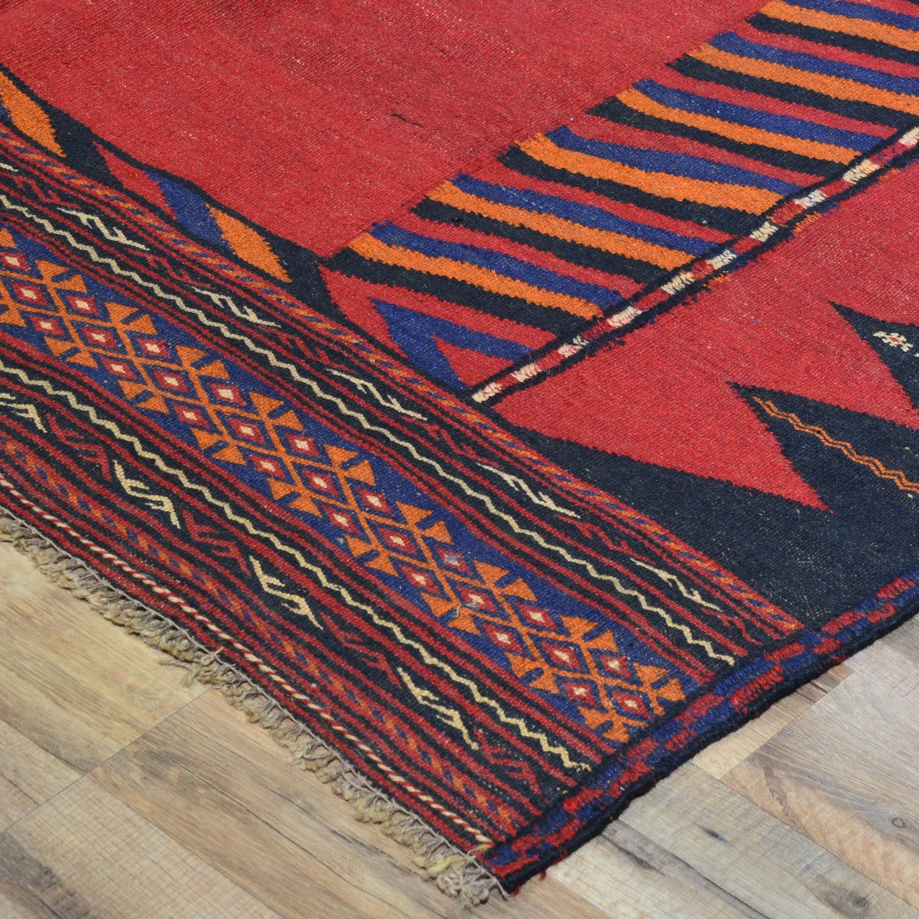 Hand-Woven Flat-weave Tribal Kilim Wool Rug (Size 4.3 X 4.4) Cwral-7599