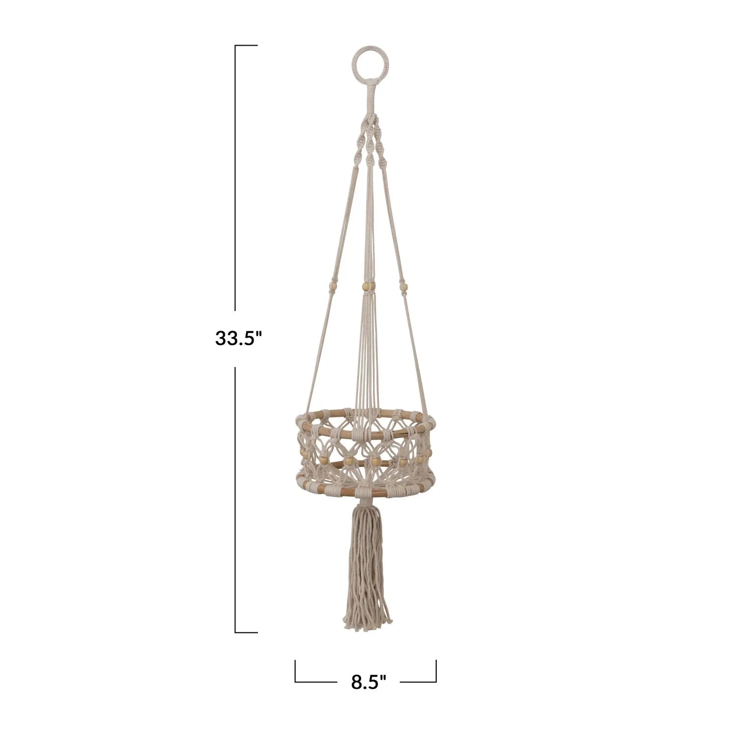 Hand-Woven Macrame & Rattan Plant Hanger