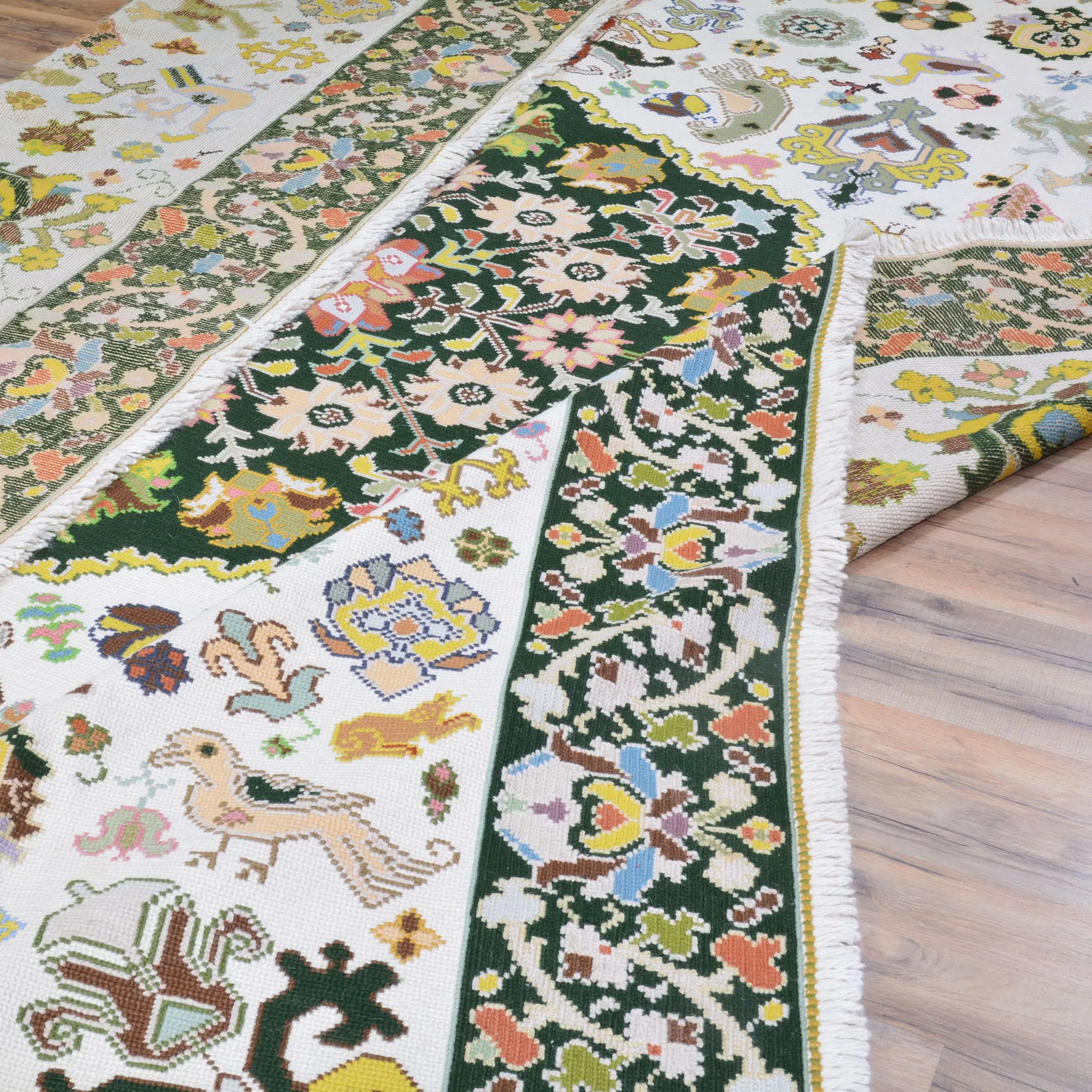 Hand-Woven Needle Point Portugal Sumak Handmade Wool Kilim (Size 9.4 X 13.0) Cwral-10500