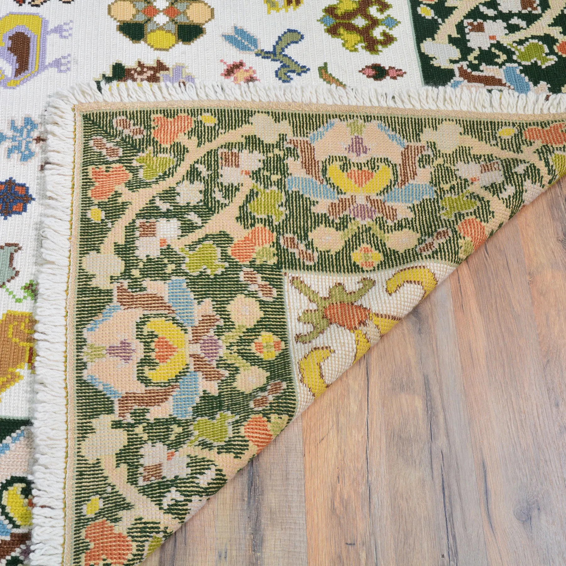 Hand-Woven Needle Point Portugal Sumak Handmade Wool Kilim (Size 9.4 X 13.0) Cwral-10500
