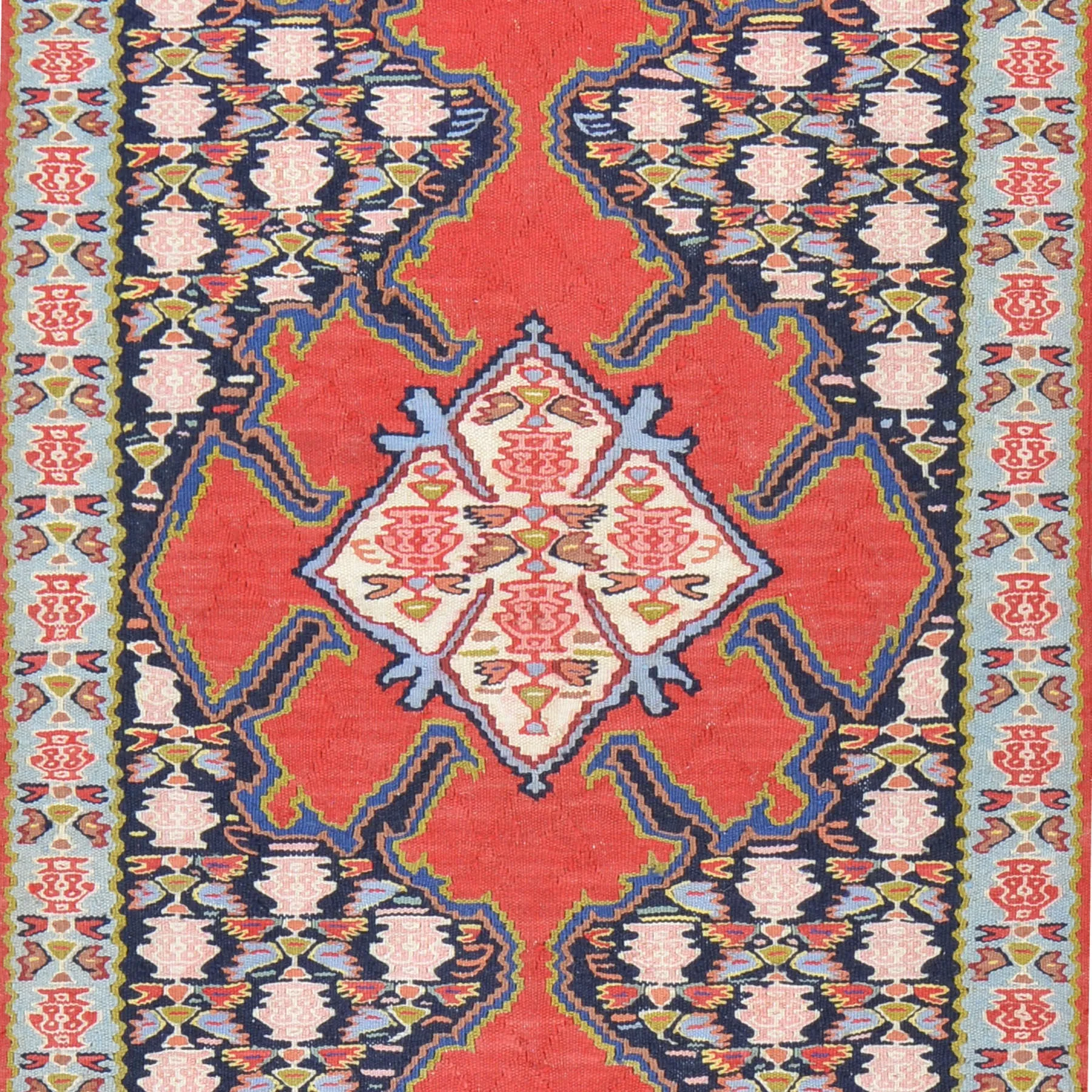 Hand-Woven Persian Sennah Kilim Village Rug 100% Wool (Size 2.9 X 10.10) Cwral-6003