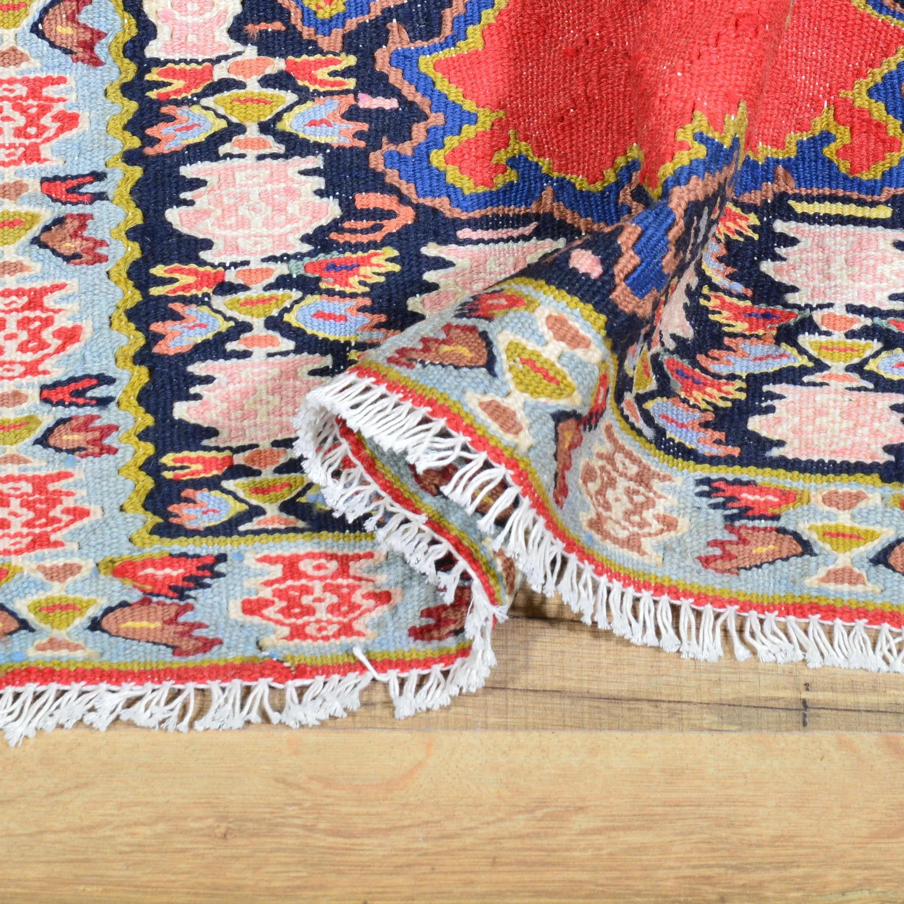 Hand-Woven Persian Sennah Kilim Village Rug 100% Wool (Size 2.9 X 10.10) Cwral-6003