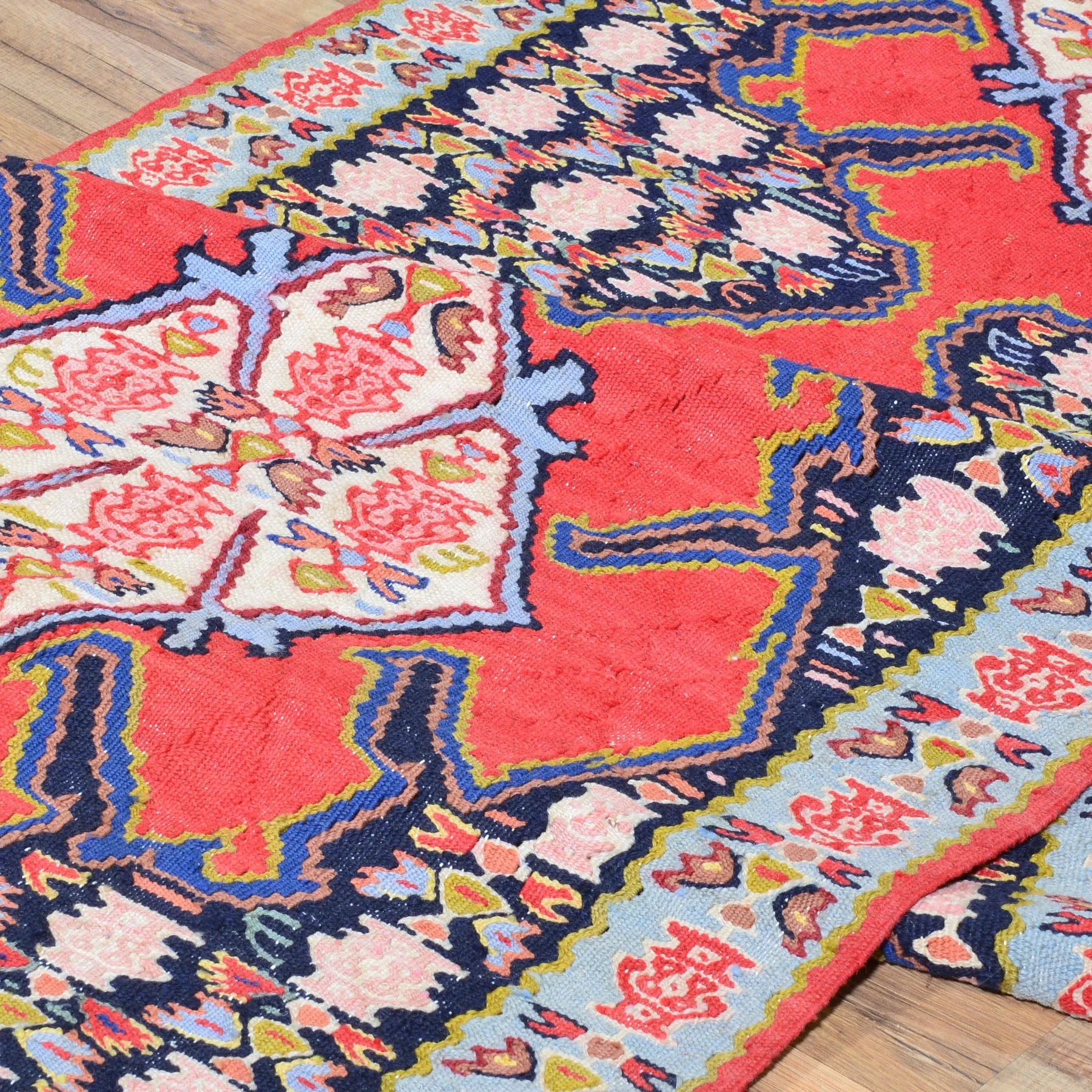 Hand-Woven Persian Sennah Kilim Village Rug 100% Wool (Size 2.9 X 10.10) Cwral-6003