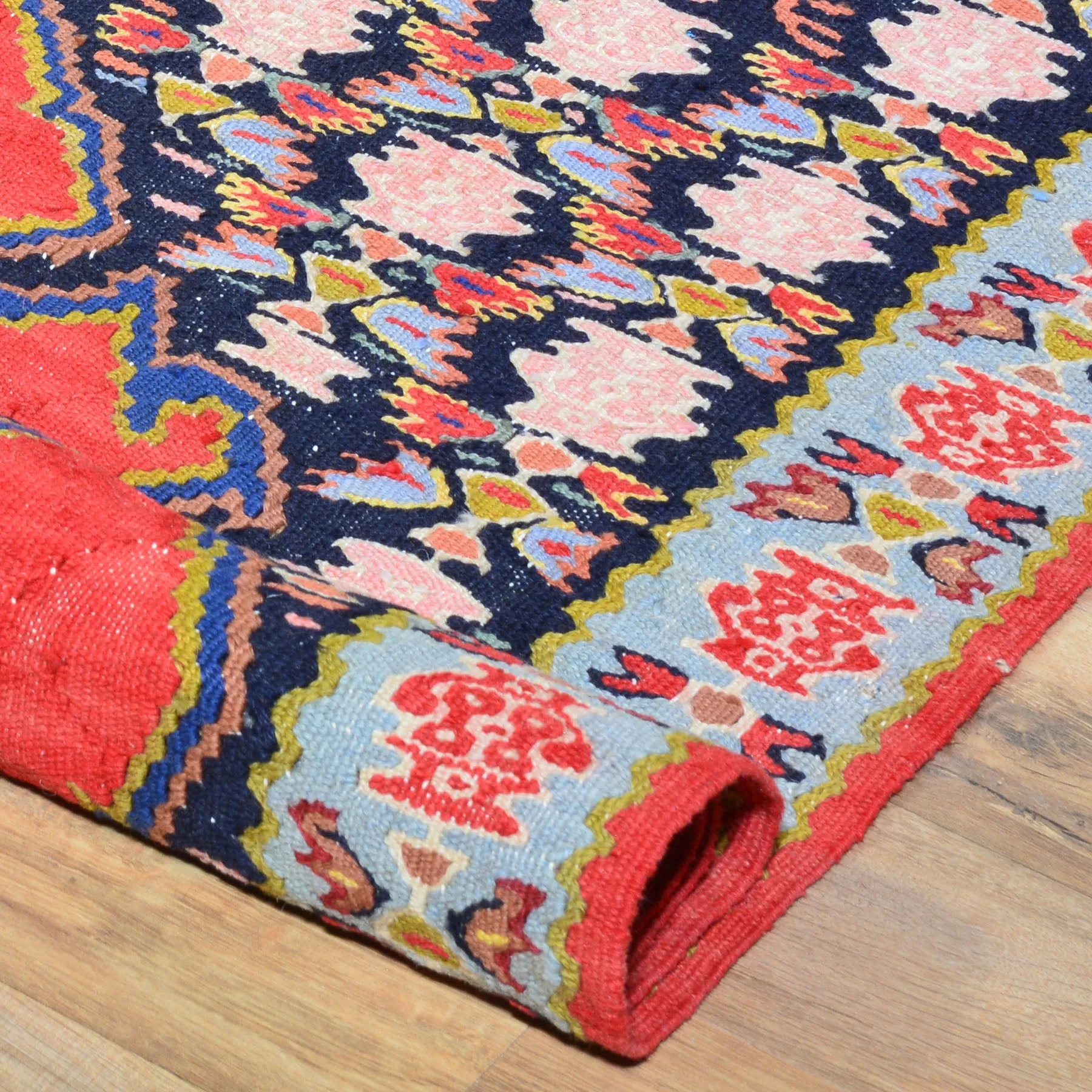 Hand-Woven Persian Sennah Kilim Village Rug 100% Wool (Size 2.9 X 10.10) Cwral-6003