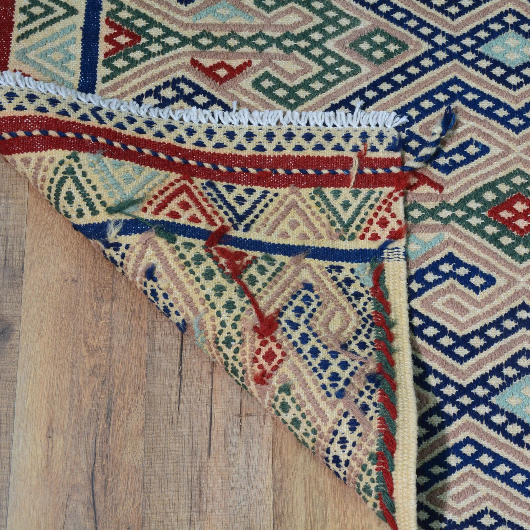 Hand-Woven Tribal Olami Sumak Wool Oriental Kilim Handmade Rug (Size 2.0 X 6.8) Cwral-10269