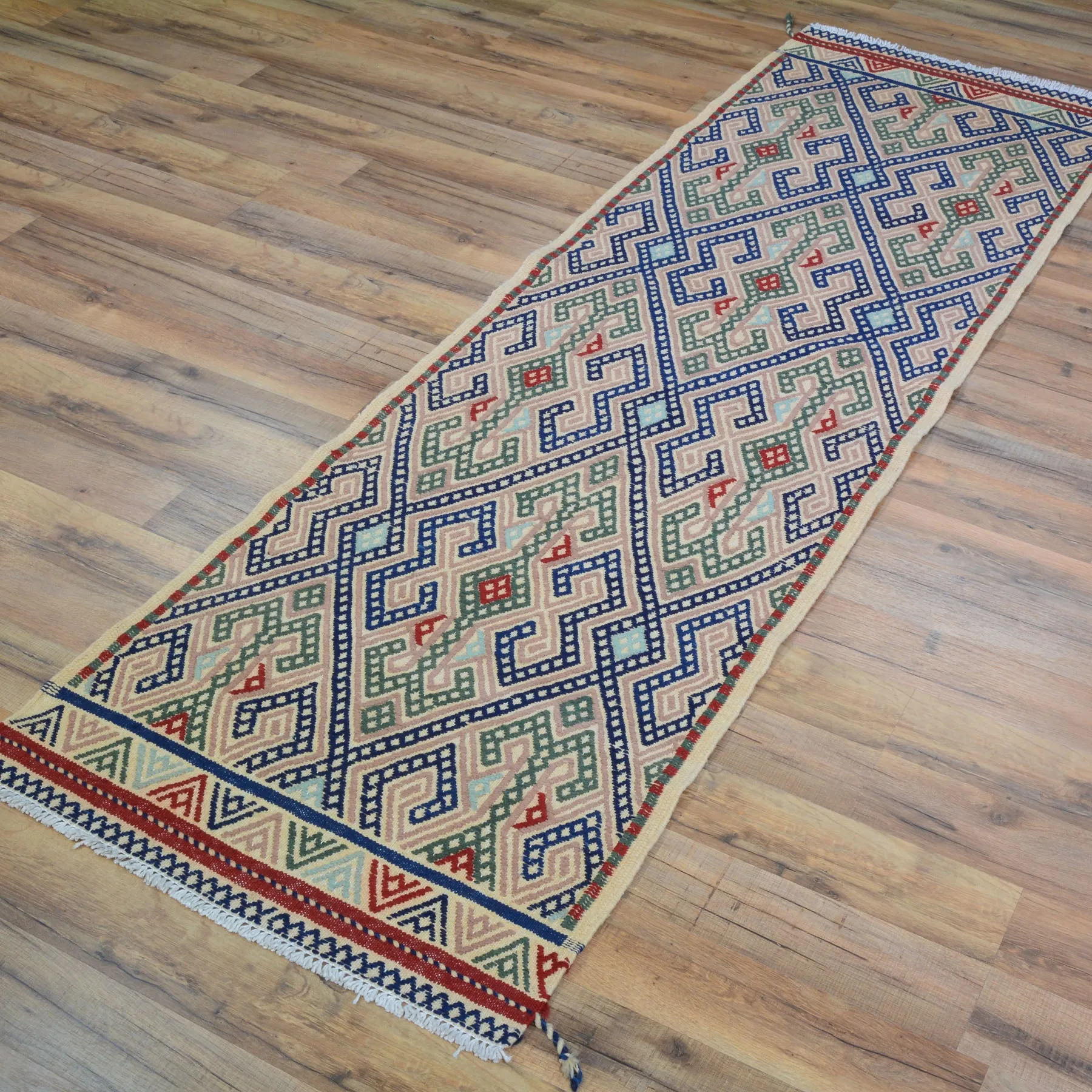 Hand-Woven Tribal Olami Sumak Wool Oriental Kilim Handmade Rug (Size 2.0 X 6.8) Cwral-10269