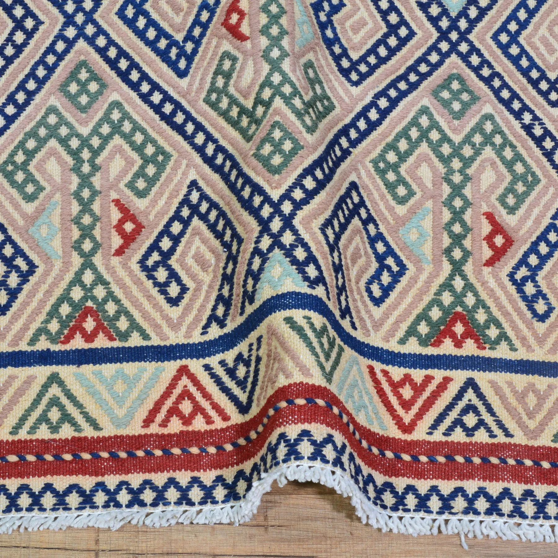 Hand-Woven Tribal Olami Sumak Wool Oriental Kilim Handmade Rug (Size 2.0 X 6.8) Cwral-10269
