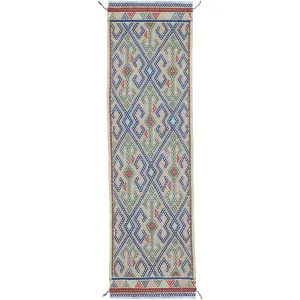 Hand-Woven Tribal Olami Sumak Wool Oriental Kilim Handmade Rug (Size 2.0 X 6.8) Cwral-10269