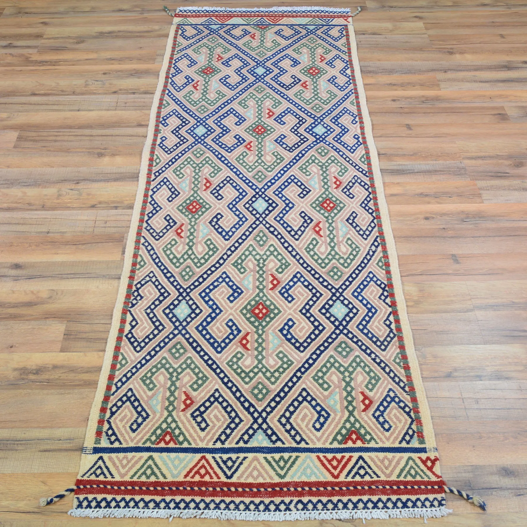 Hand-Woven Tribal Olami Sumak Wool Oriental Kilim Handmade Rug (Size 2.0 X 6.8) Cwral-10269