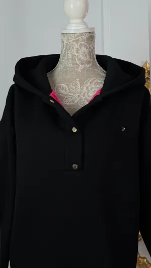 Hanorac " Blush Snap " cu capse și Satin pe interior NEGRU