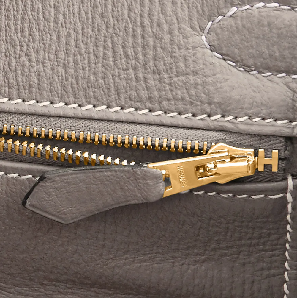 Hermes HSS Anemone and Gris Asphalte Birkin 30cm Togo Brushed Gold Hardware
