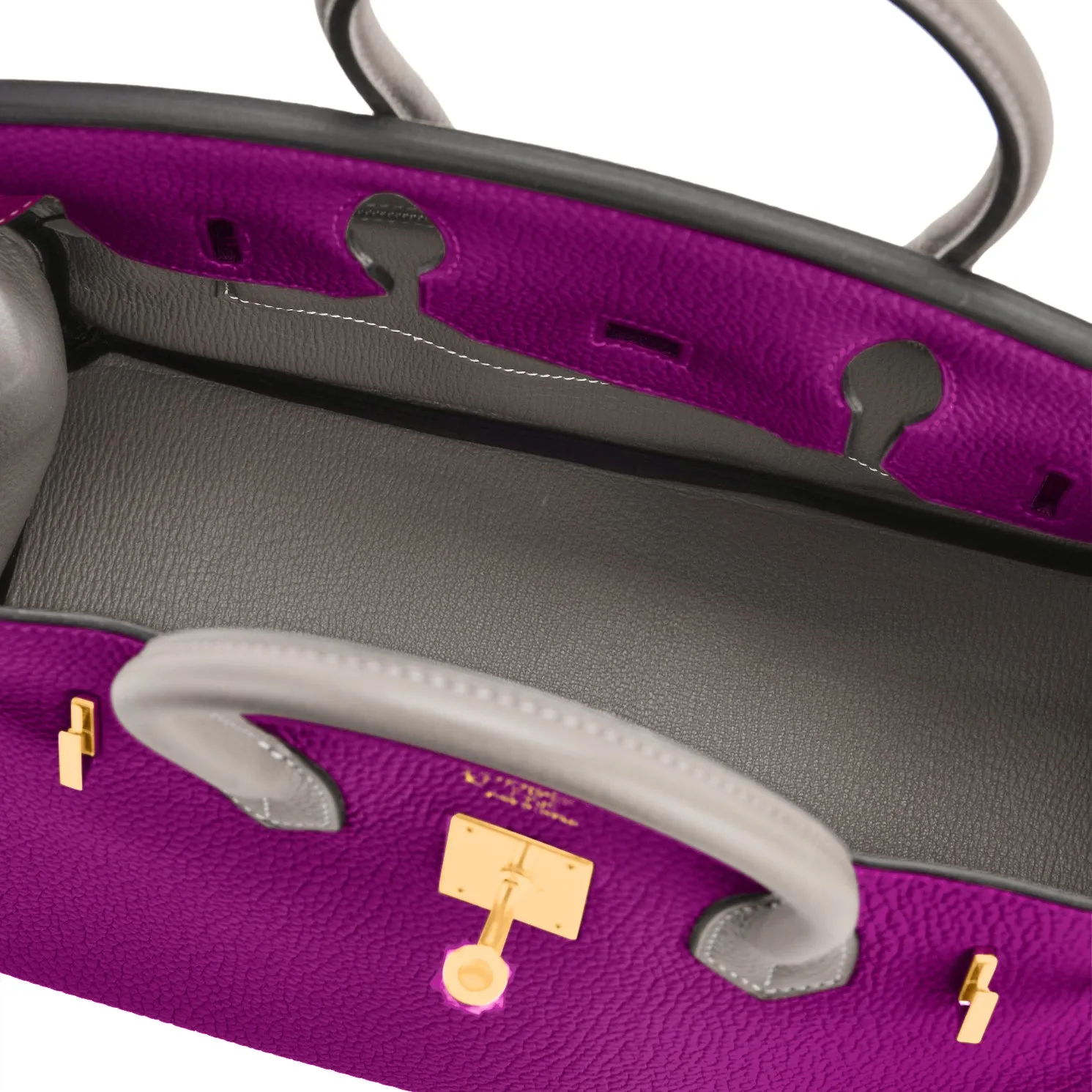 Hermes HSS Anemone and Gris Asphalte Birkin 30cm Togo Brushed Gold Hardware
