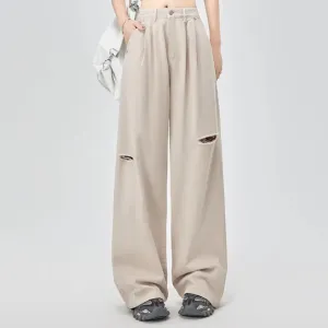 High Waist Casual Straight Wide Leg Jeans