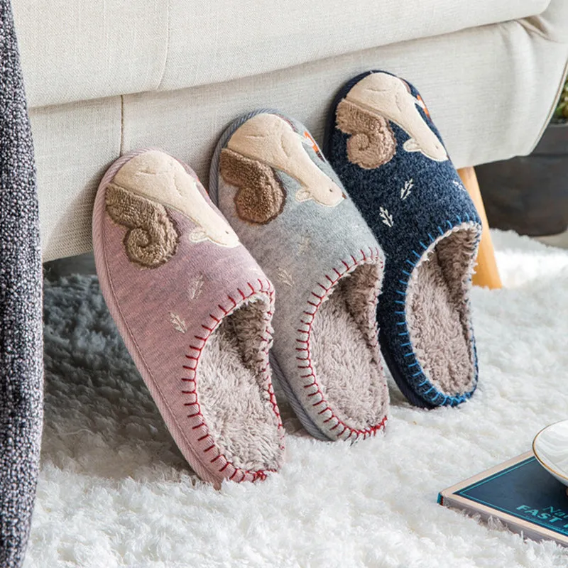 Home Cute Cartoon Plush Indoor Non-slip Cotton Slippers