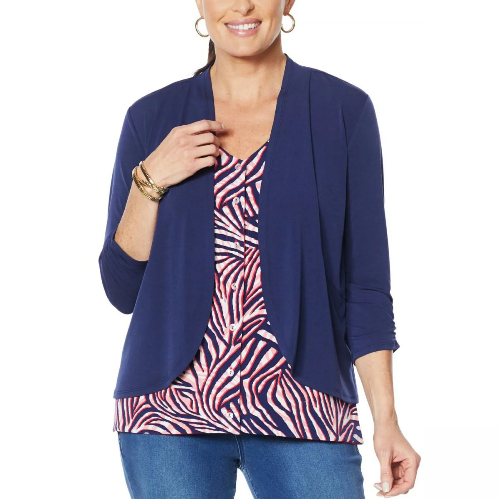 IMAN Women's Boho Chic Drape Front Cardigan