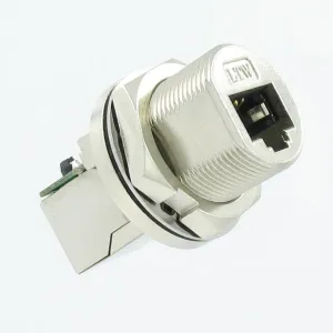 IP67 Metal F/F RJ45 panel coupler unmated w/p