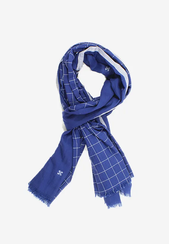 Jamdani Woven Blue handwoven scarf