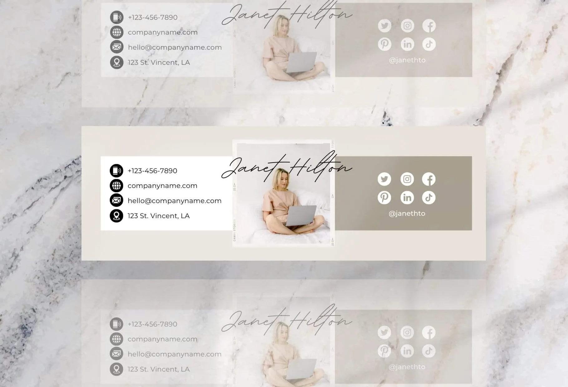 Janet Email Signature Template Editable Canva Template Rose Gold