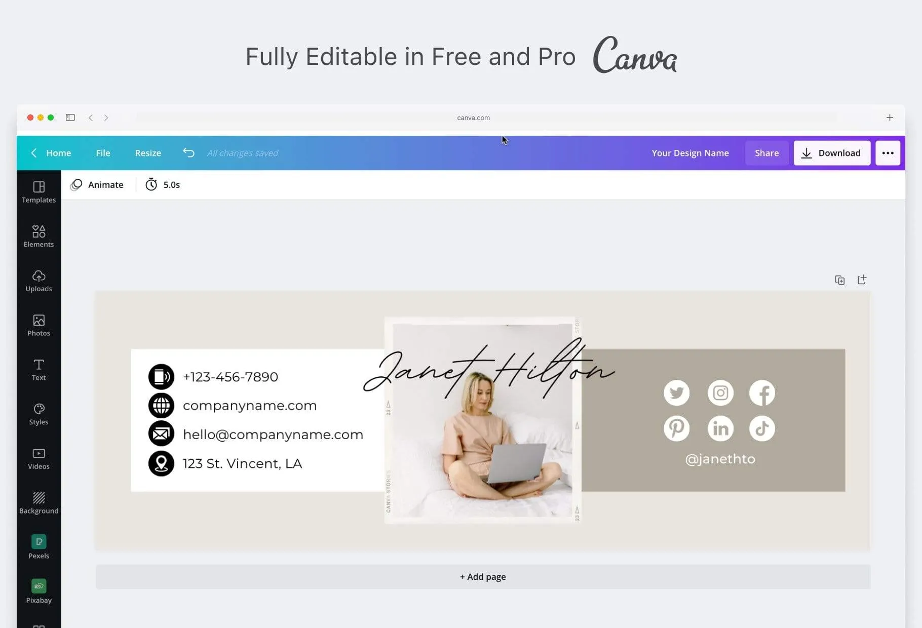 Janet Email Signature Template Editable Canva Template Rose Gold
