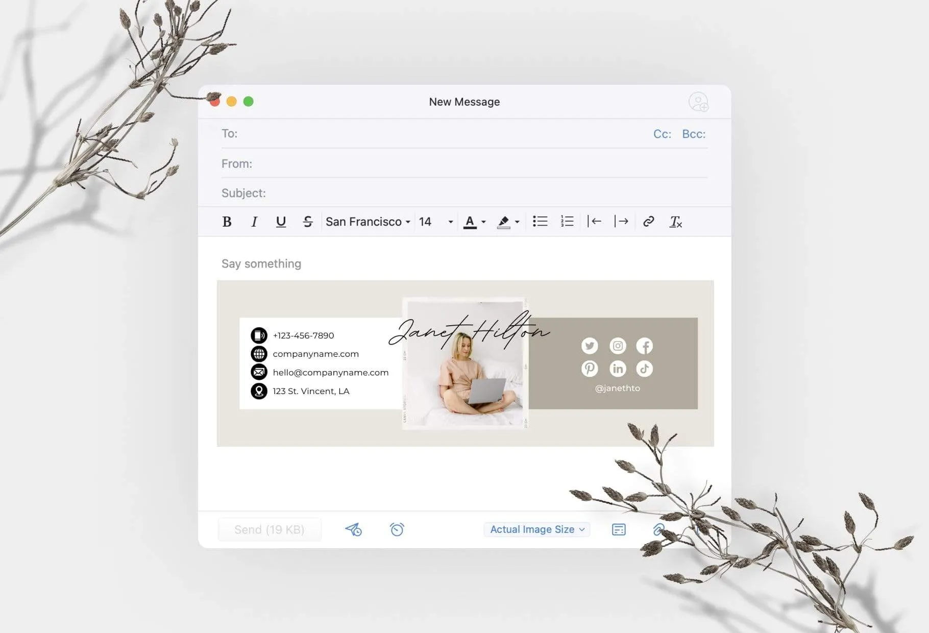 Janet Email Signature Template Editable Canva Template Rose Gold