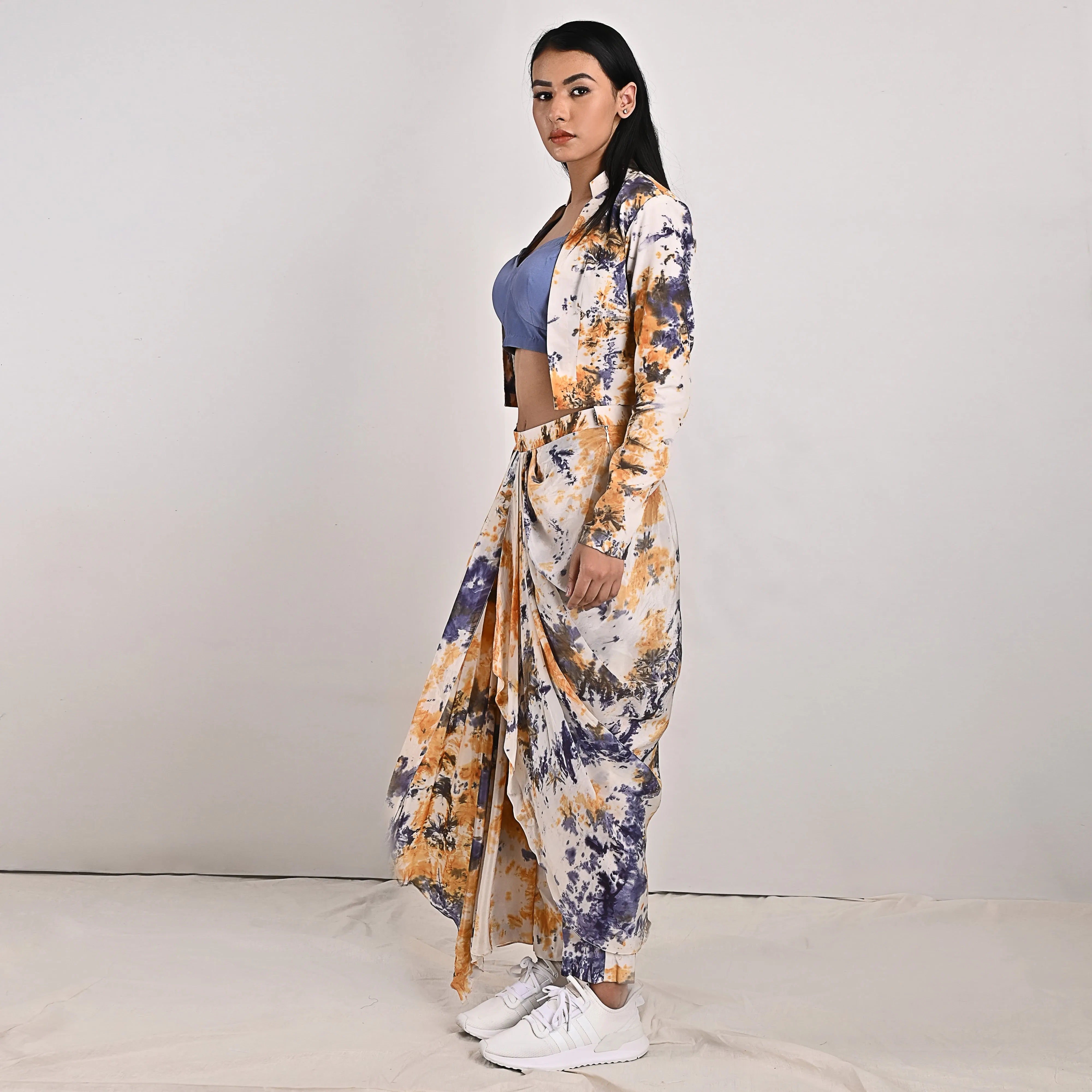 Jemina -Tie & Dye Concept saree With Jacket