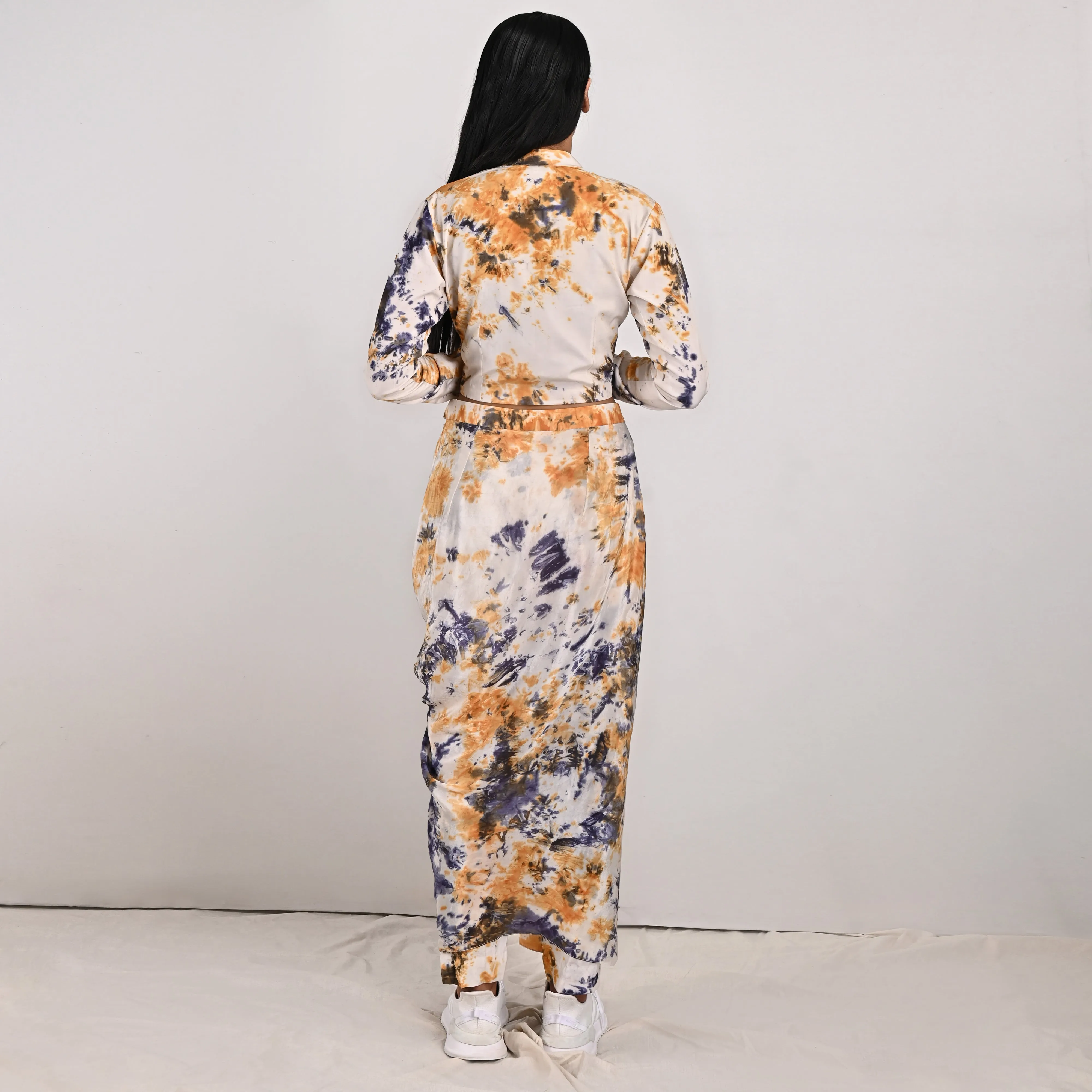 Jemina -Tie & Dye Concept saree With Jacket