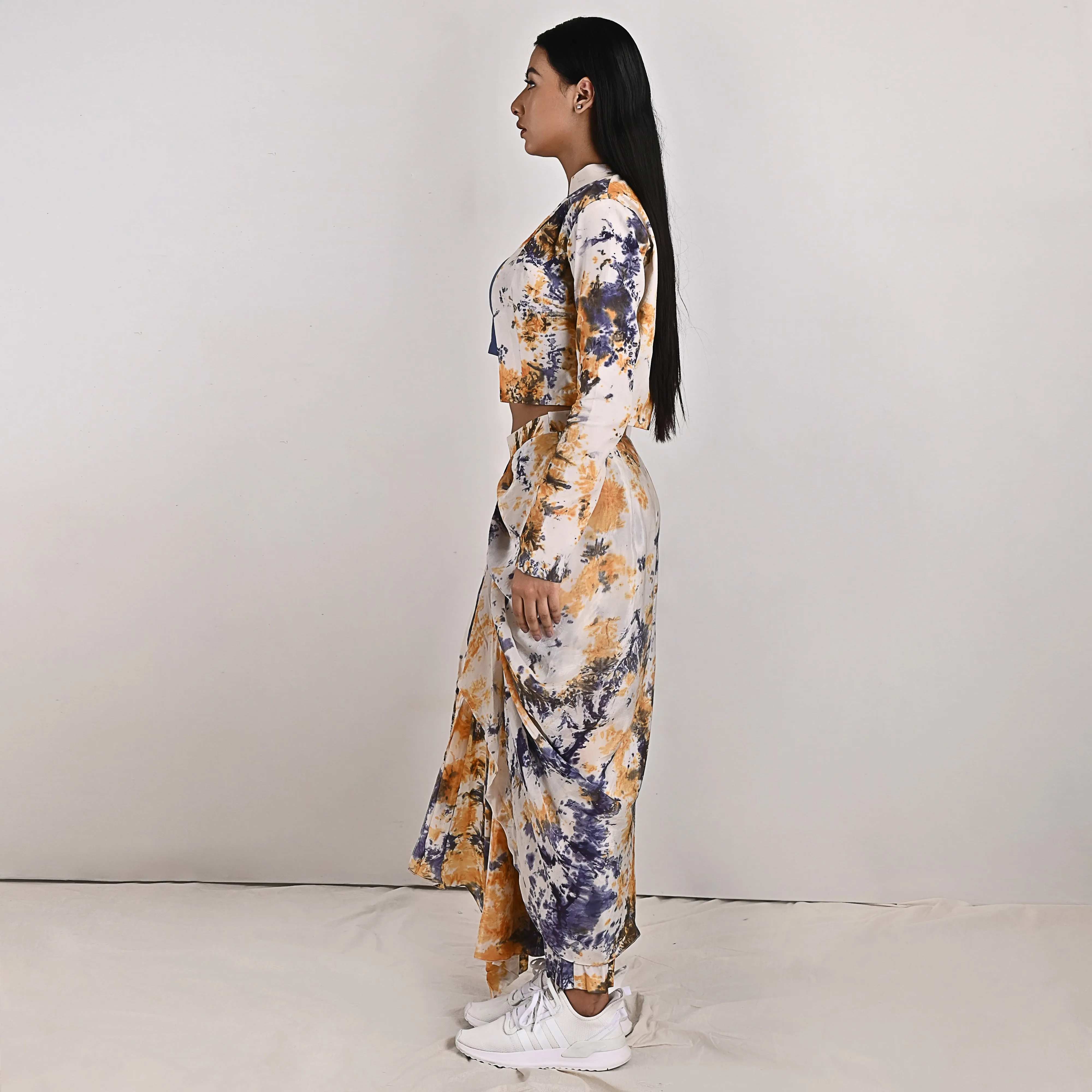 Jemina -Tie & Dye Concept saree With Jacket