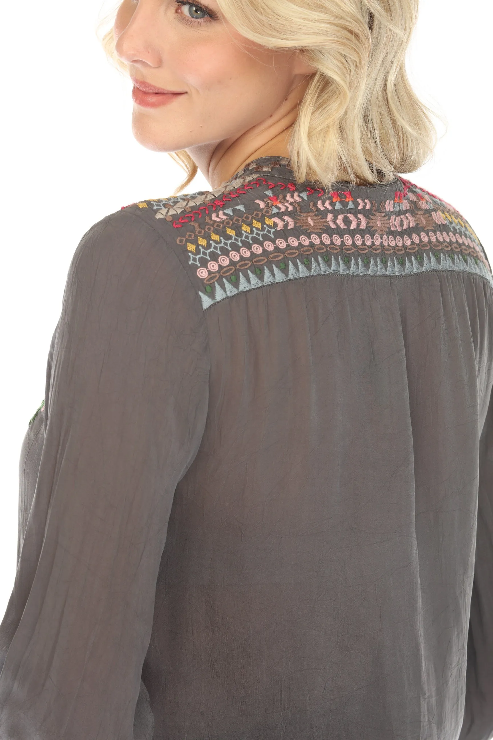 Johnny Was Selina Embroidered Blouse C64792 Boho Chic