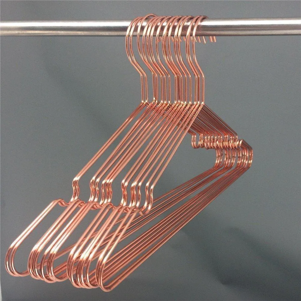 Koobay 30Pack 17" Rose Shiny Copper Clothes Metal Wire Hanging Hangers for Shirts Coat Storage & Display
