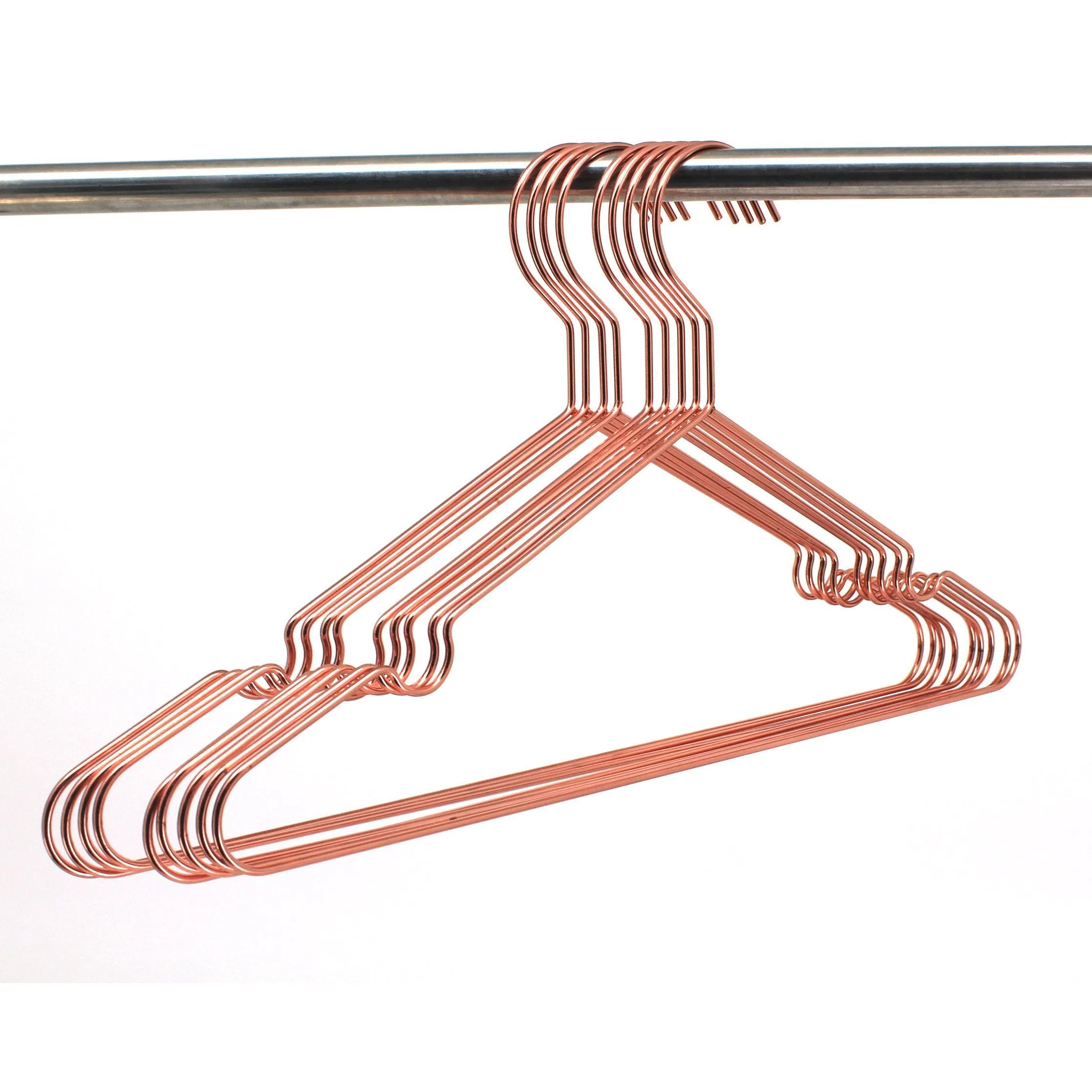 Koobay 30Pack 17" Rose Shiny Copper Clothes Metal Wire Hanging Hangers for Shirts Coat Storage & Display