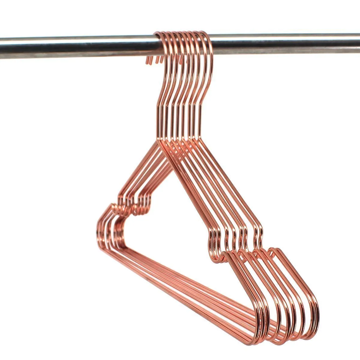 Koobay 30Pack 17" Rose Shiny Copper Clothes Metal Wire Hanging Hangers for Shirts Coat Storage & Display