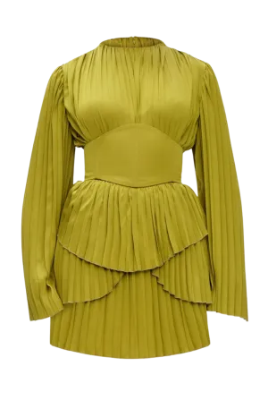 Lenti Pleated Mini Dress | Lime