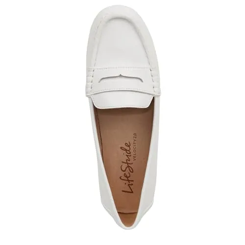LifeStride Womens Riviera Slip On Loafers Bright White 10 W